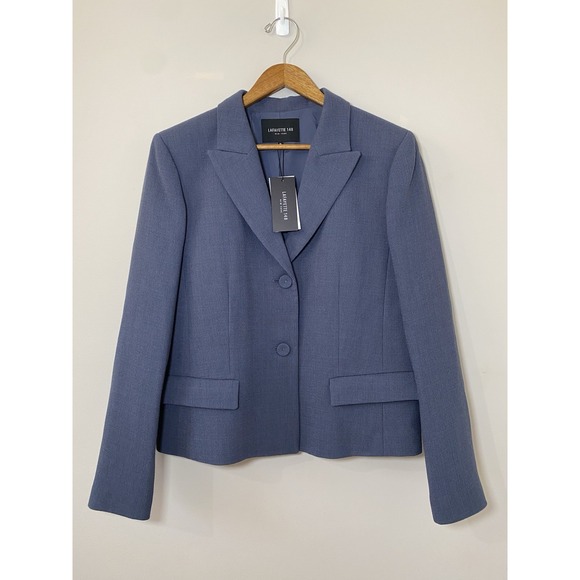 Lafayette 148 New York Jackets & Blazers - LaFayette 148 Blazer Womens Sz 14 Admiral Blue 100% Wool 2 Button‎ Textured $598